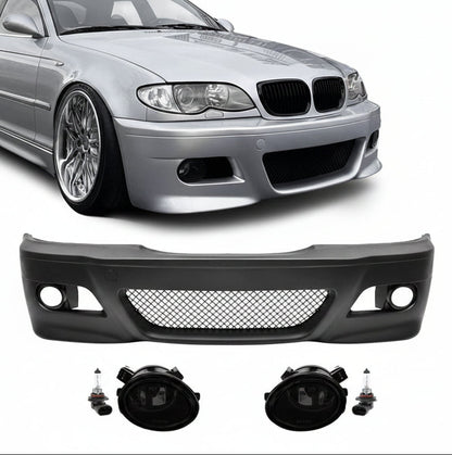 M3-stil Främre stötfångare för BMW E46 sedan / touring / coupé (98-05), med röktonad Dimljus