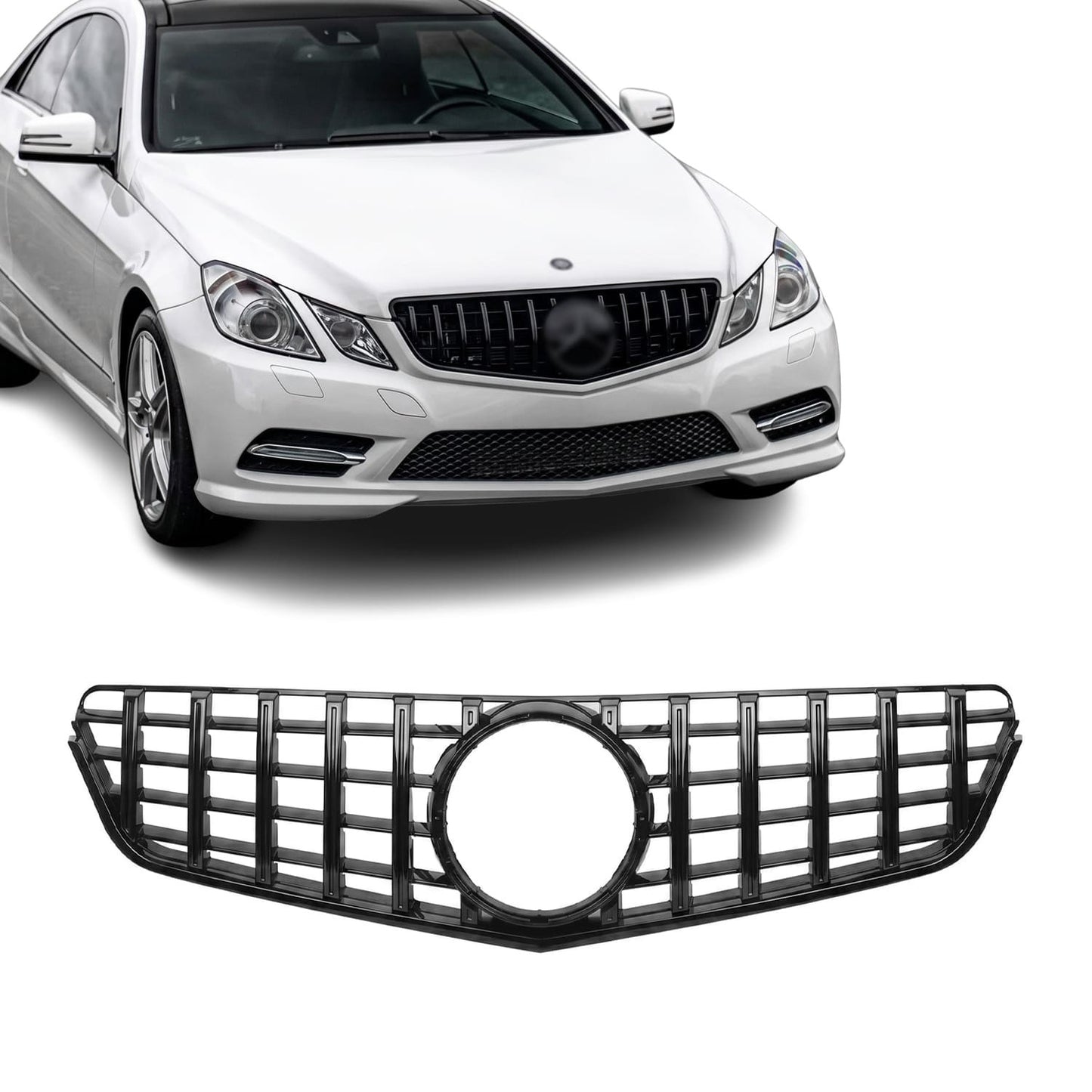 Panamericana GT-stil Frontgrill för Mercedes C207 / A207 pre-facelift (09-13), blank svart