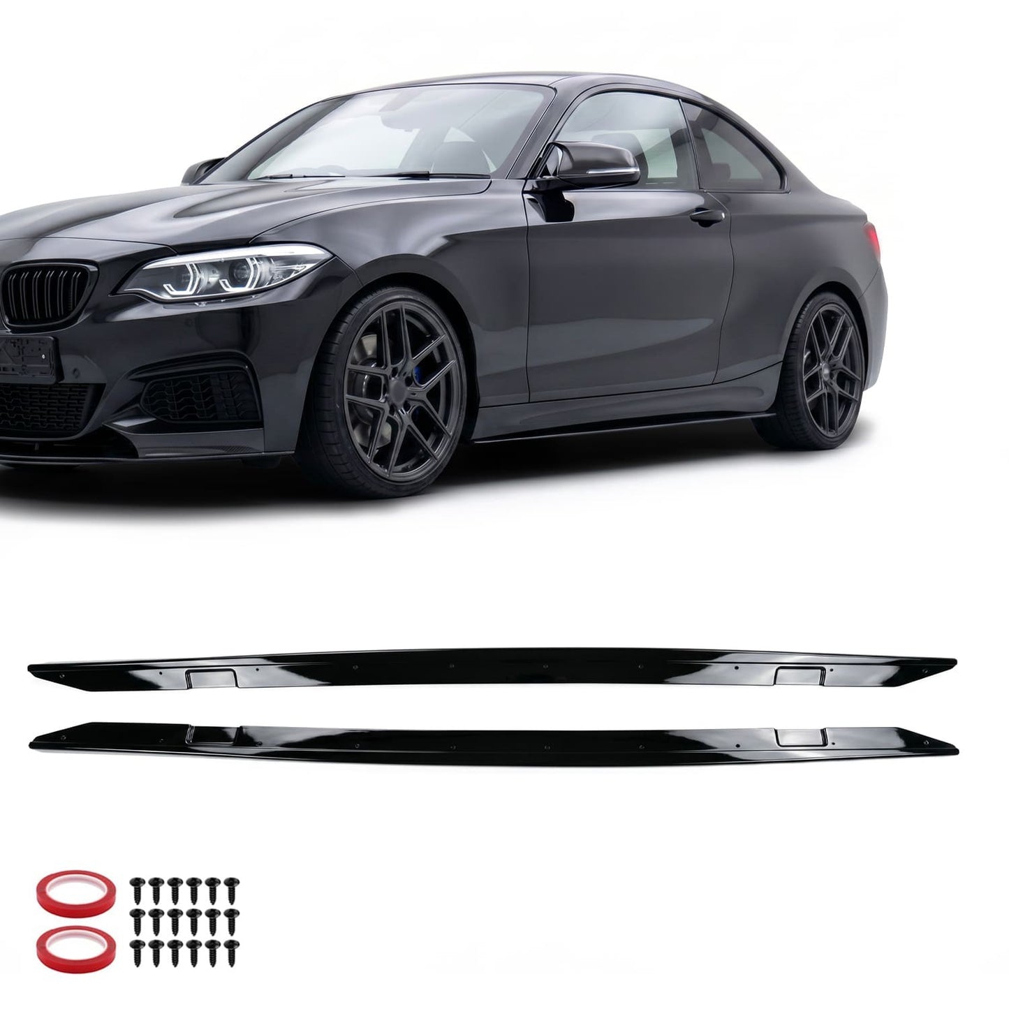 Performance Sidokjols diffuser sats för BMW F22 / F23, blank svart