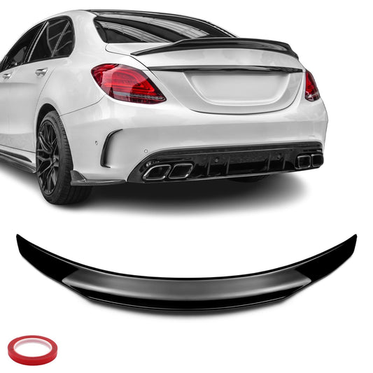 PSM-stil Bakspoiler för Mercedes W205 (14-21) Sedan, blank svart