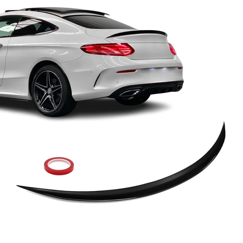 C63-stil Bakluckespoiler för Mercedes C205 coupé (15-23), blank svart