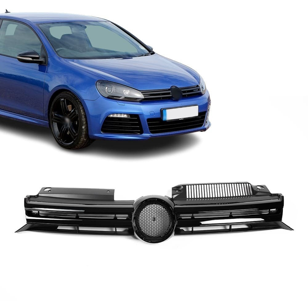 R20 stil Frontgrill för VW Golf MK6 (06-13), blank svart
