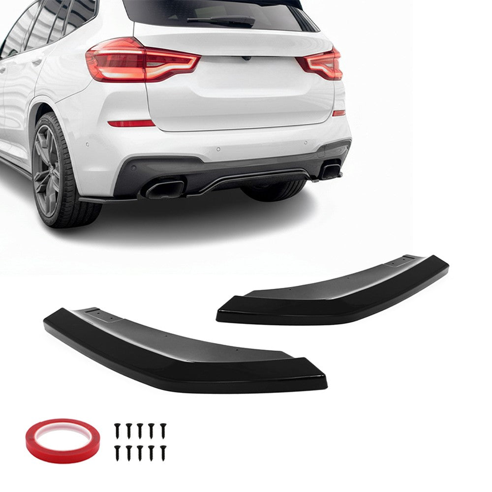 MX-stil Bakre stötfångare Sida stänkskydd - splitters sats för BMW X3 G01 PRE-LCI (18-21) med M-Pack, blank svart