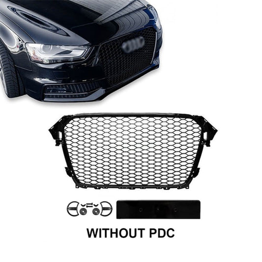 RS-design Frontgrill för Audi A4 B8.5 / S4 B8.5 (12-15) utan PDC, blank svart