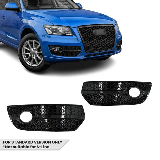 RS-stil Dimljusgrill / Skydd sats för Audi Q5 8R pre-facelift (09-12) standard version, blank svart