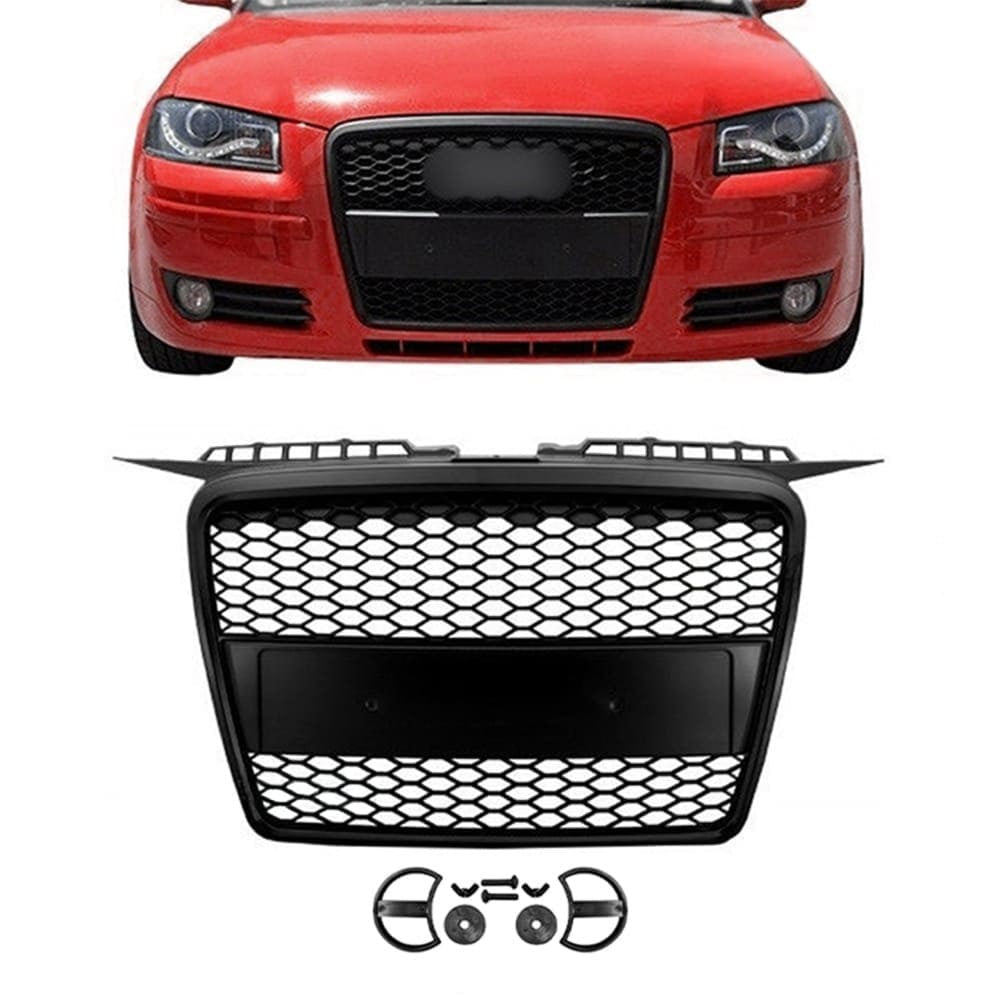 RS-stil Frontgrill för Audi A3 8P (05-08), matt svart