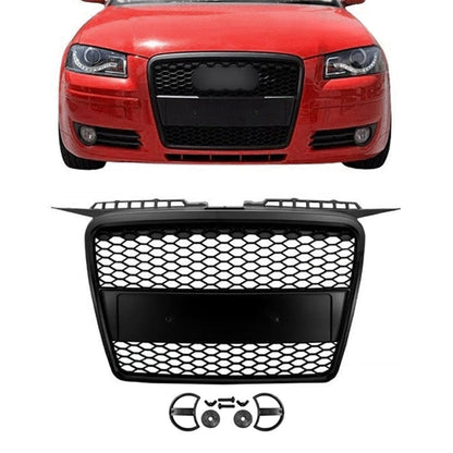 RS-stil Frontgrill för Audi A3 8P (05-08), matt svart