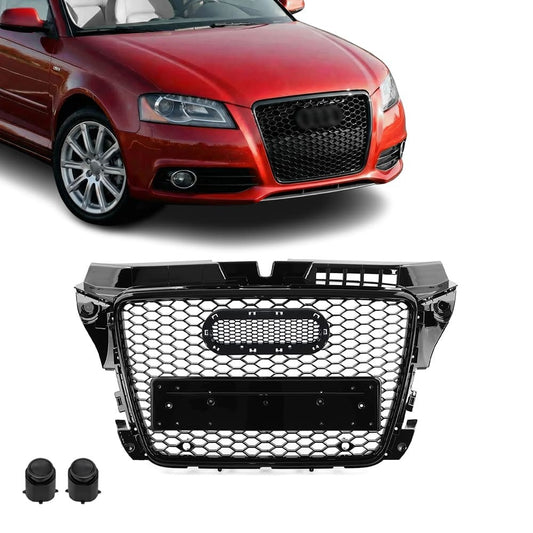 RS-stil Frontgrill för Audi A3 8P / S3 8P facelift (08-12), blank svart