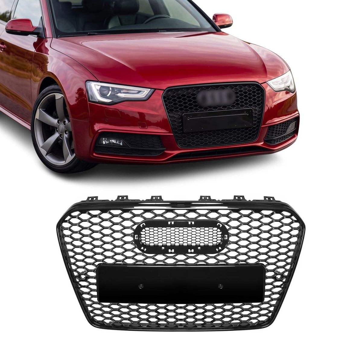 RS-stil Frontgrill för Audi A5 B8.5 / S5 B8.5 (11-16), blank svart