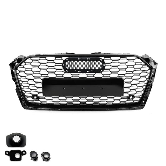 RS-stil Frontgrill för Audi A5 B9 / S5 B9 (16-19), blank svart