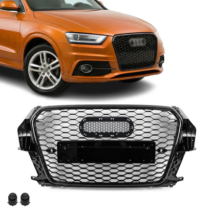 RS-stil Frontgrill för Audi Q3 8U pre-facelift (11-14), blank svart