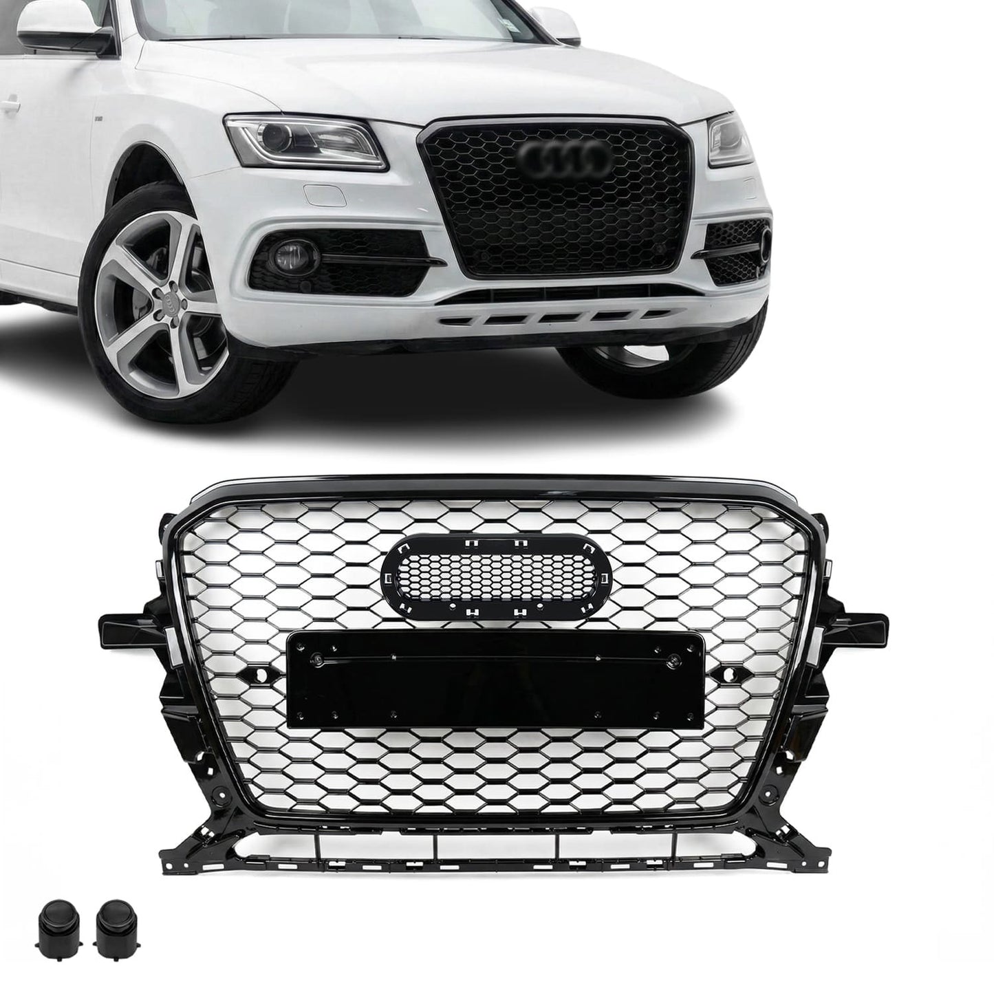 RS-stil Frontgrill för Audi Q5 8R / SQ5 8R facelift (12-17), blank svart