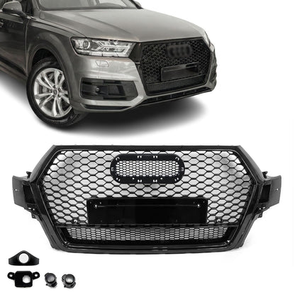 RS-stil Frontgrill för Audi Q7 4M / SQ7 4M pre-facelift (15-19), blank svart
