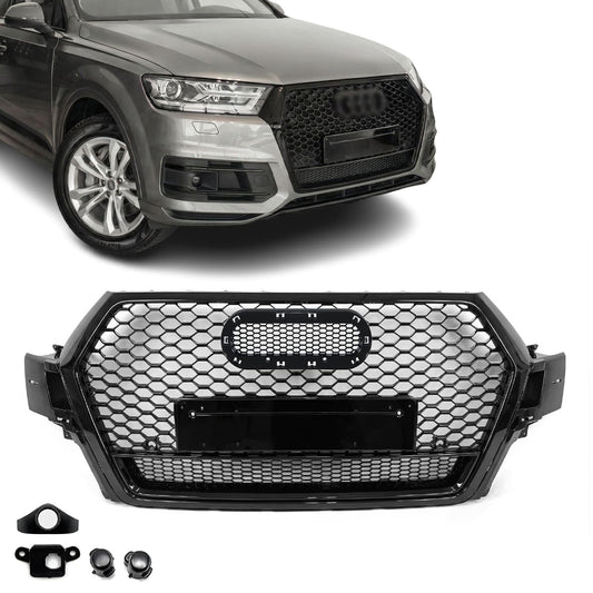 RS-stil Frontgrill för Audi Q7 4M / SQ7 4M pre-facelift (15-19), blank svart