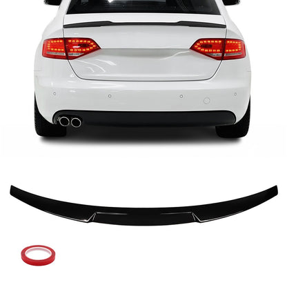 V stil Bakluckespoiler för Audi A4 B8 sedan (08-15), blank svart