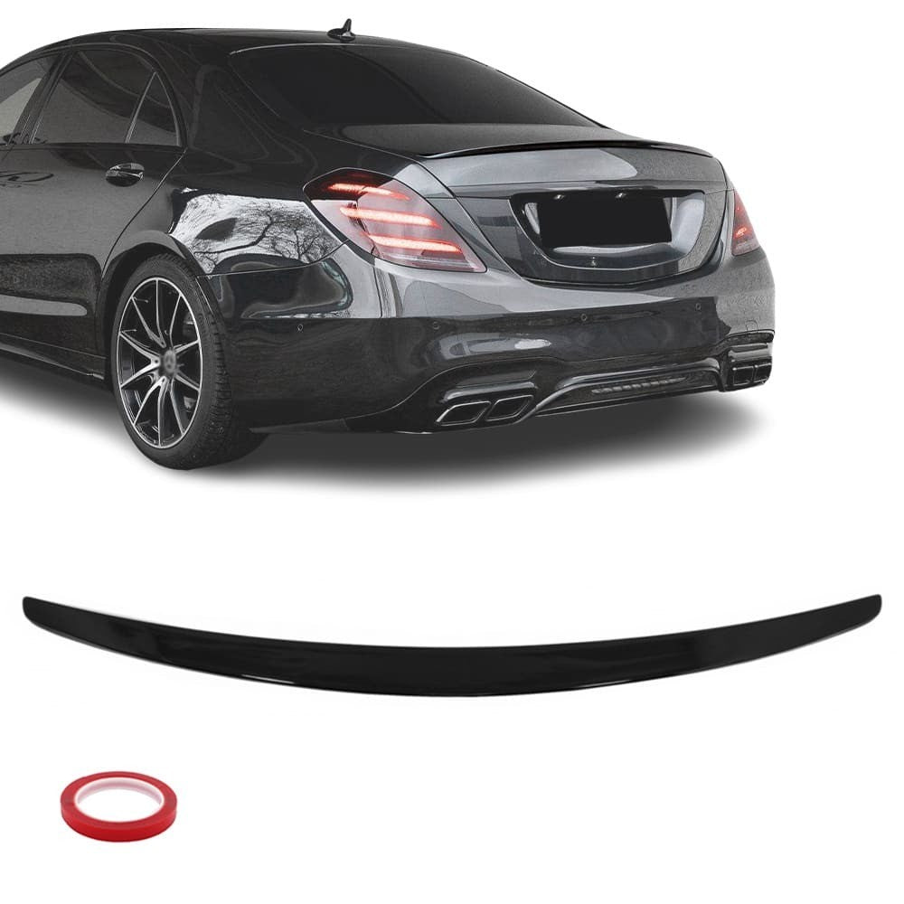 Bakluckespoiler för Mercedes-Benz W222 (13-20), blank svart