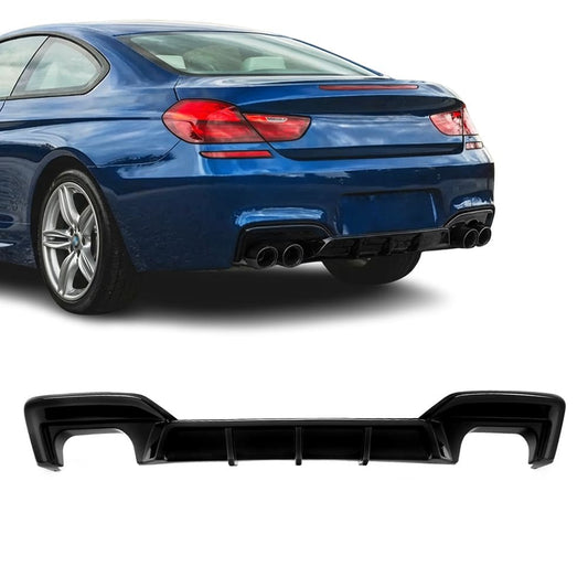 WR Diffuser för bakre stötfångare för BMW F06 / F12 / F13 M-Pack (with oval 2x2 exhaust), blank svart