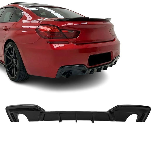 WR Diffuser för bakre stötfångare för BMW F06 / F12 / F13 (640i / 640d) M-Pack, blank svart