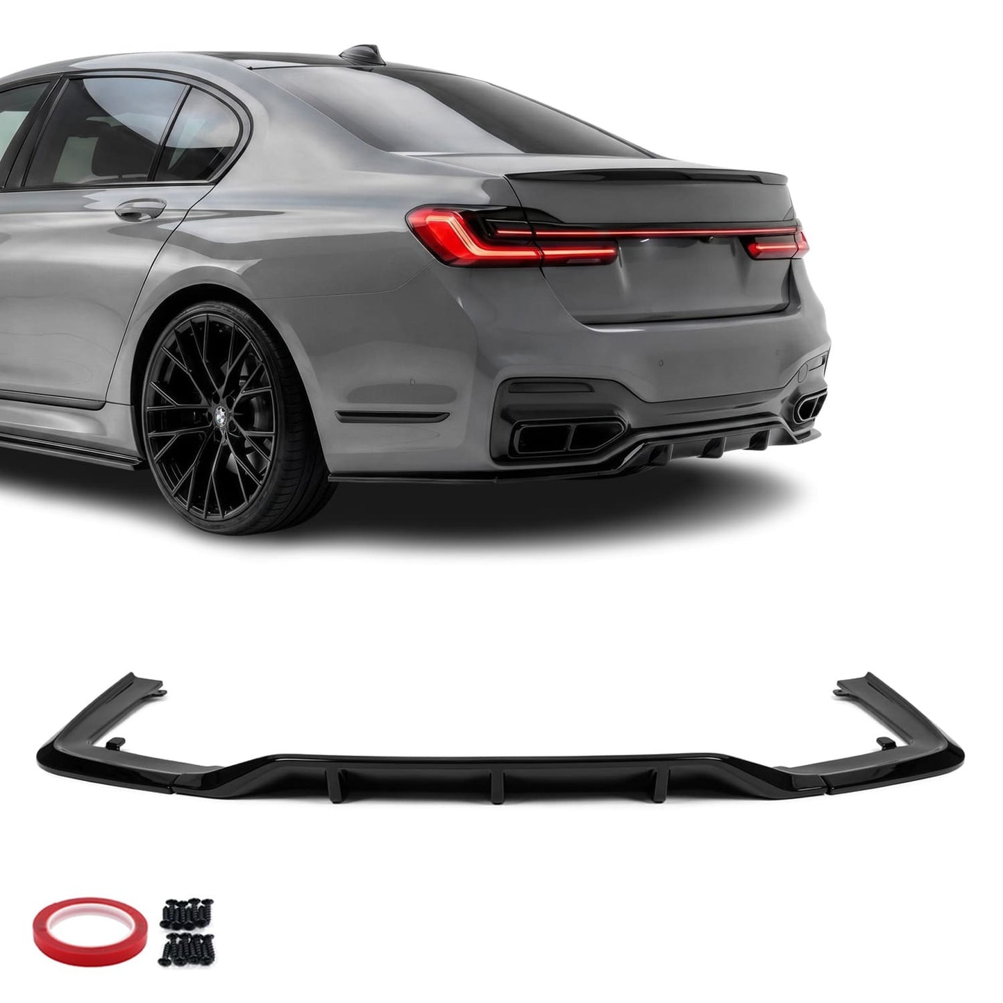 WR Diffuser för bakre stötfångare för BMW G11 / G12 LCI (19-22) med M-Pack, blank svart