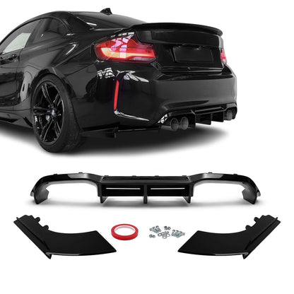 WR Diffuser för bakre stötfångare för BMW M2 F87 (16-21), blank svart