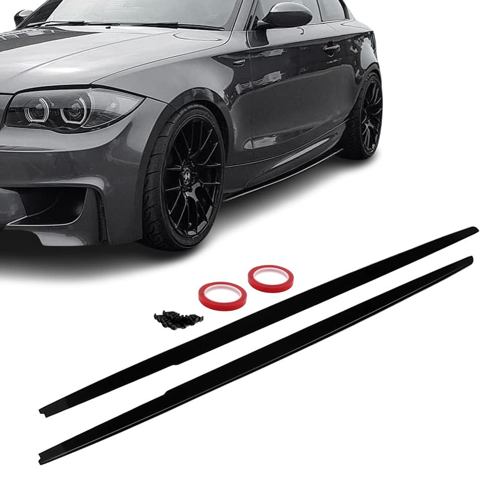 F-PERFORMANCE Sidokjols diffuser sats för BMW E81, E82, E87, E88, blank svart