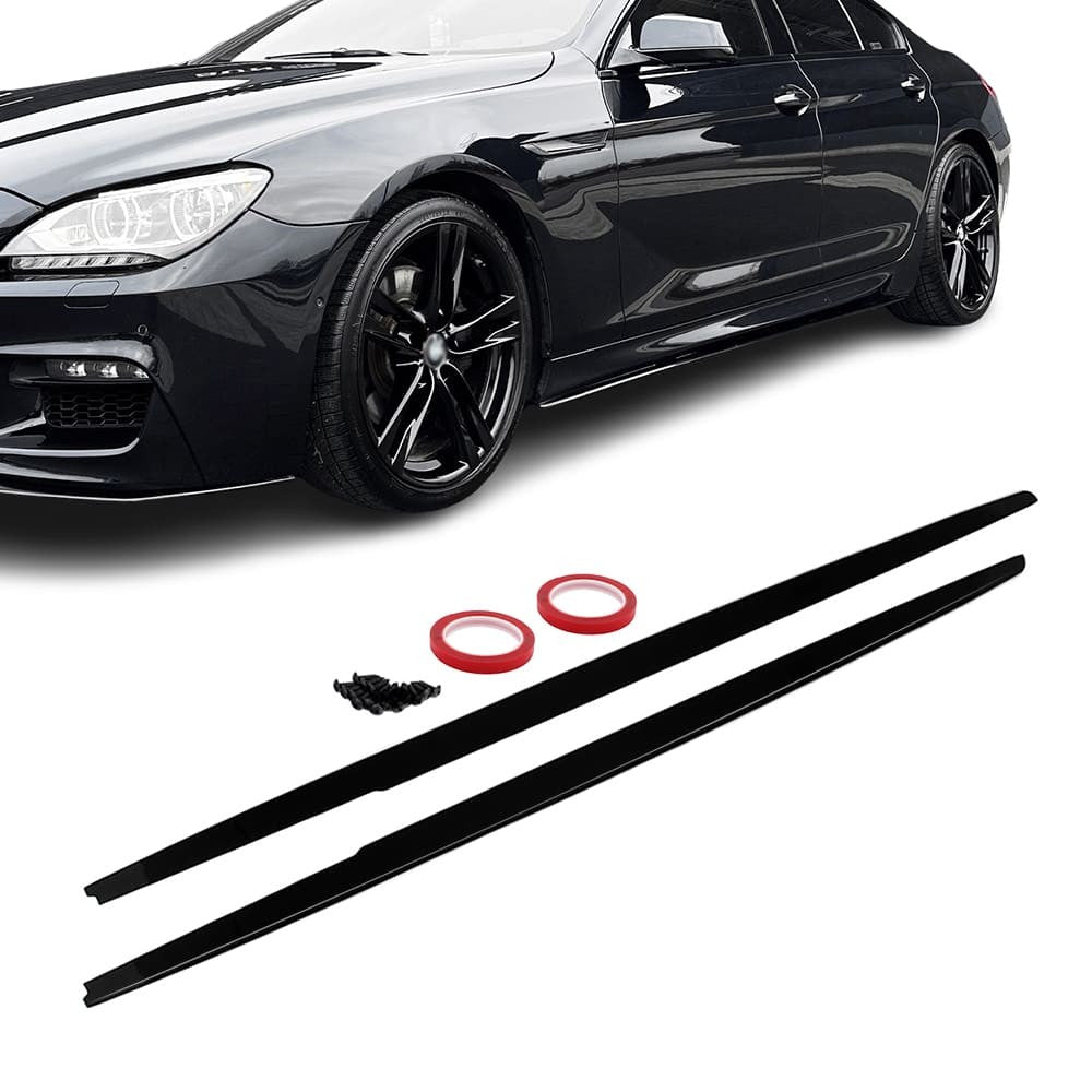 F-PERFORMANCE Sidokjols diffuser sats för BMW F06 Gran coupé, blank svart