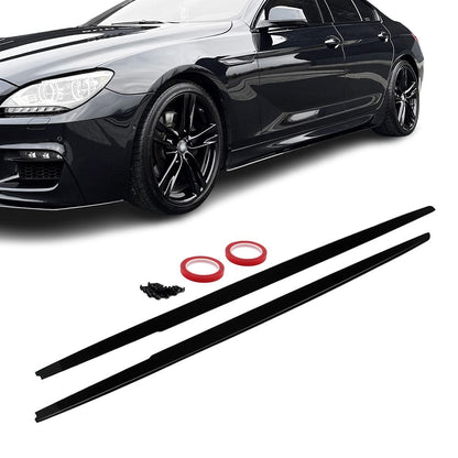 F-PERFORMANCE Sidokjols diffuser sats för BMW F06 Gran coupé, blank svart