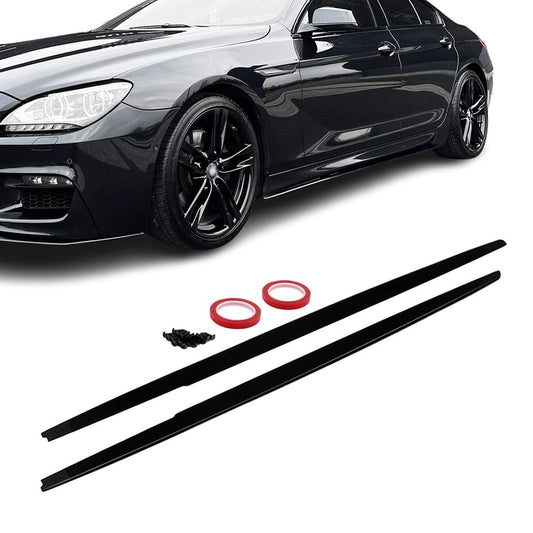 F-PERFORMANCE Sidokjols diffuser sats för BMW F06 Gran coupé, blank svart