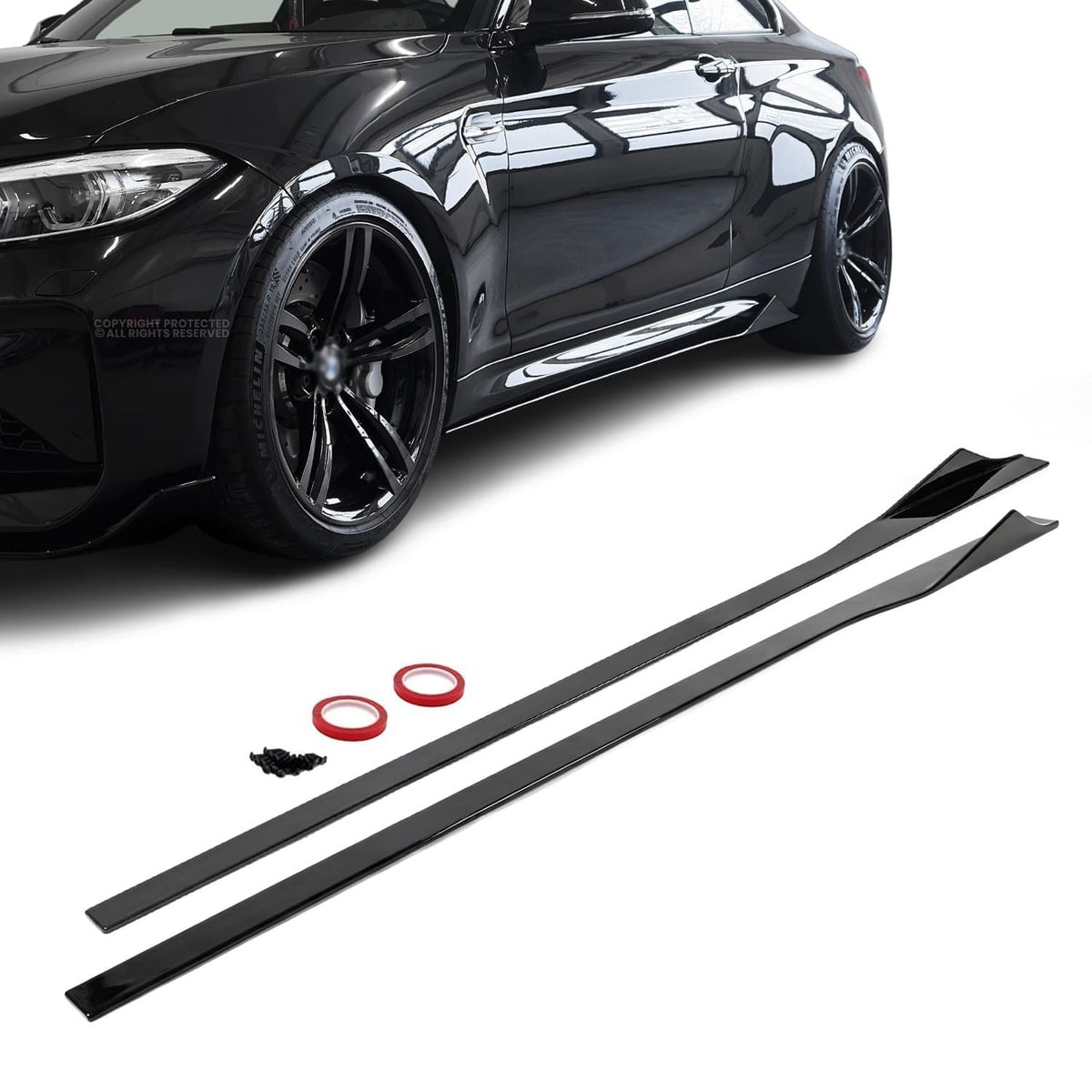 WR Sidokjols diffuser sats för BMW M2 F87 (16-21), blank svart